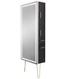LED SALON MIRROR & STORAGE STATION W/ GOLD LEGS