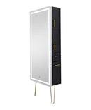 LED SALON MIRROR & STORAGE STATION W/ GOLD LEGS