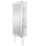 LED SALON MIRROR & STORAGE STATION W/ GOLD LEGS